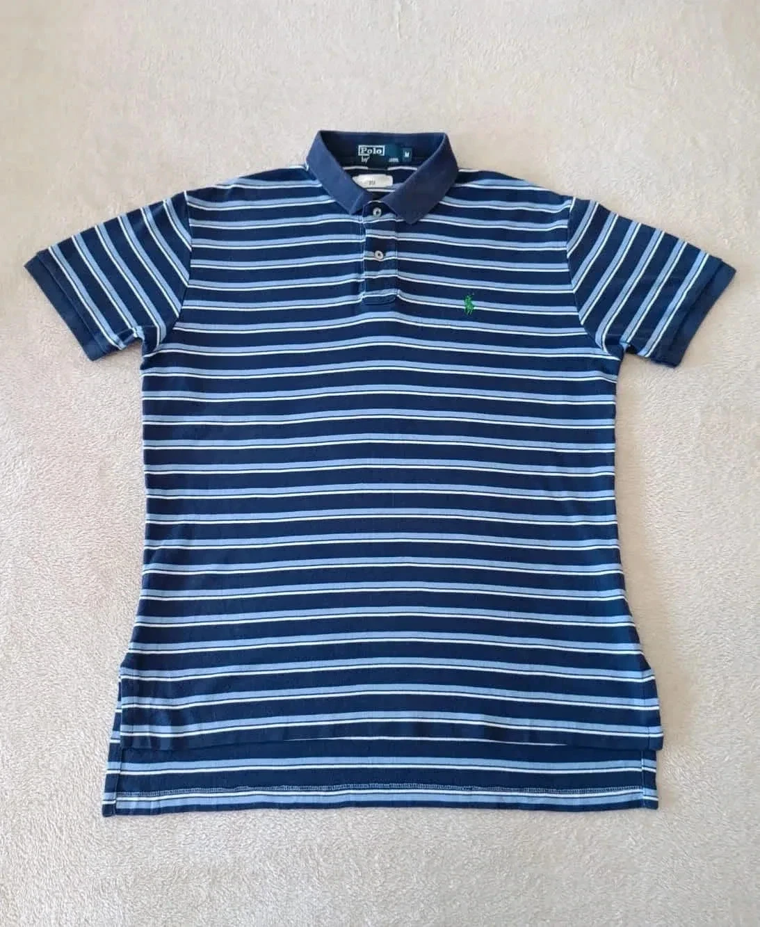 Polo Ralph Lauren marine met blauwe en witte strepen, groen geborduurd logo, maat M – photo 2